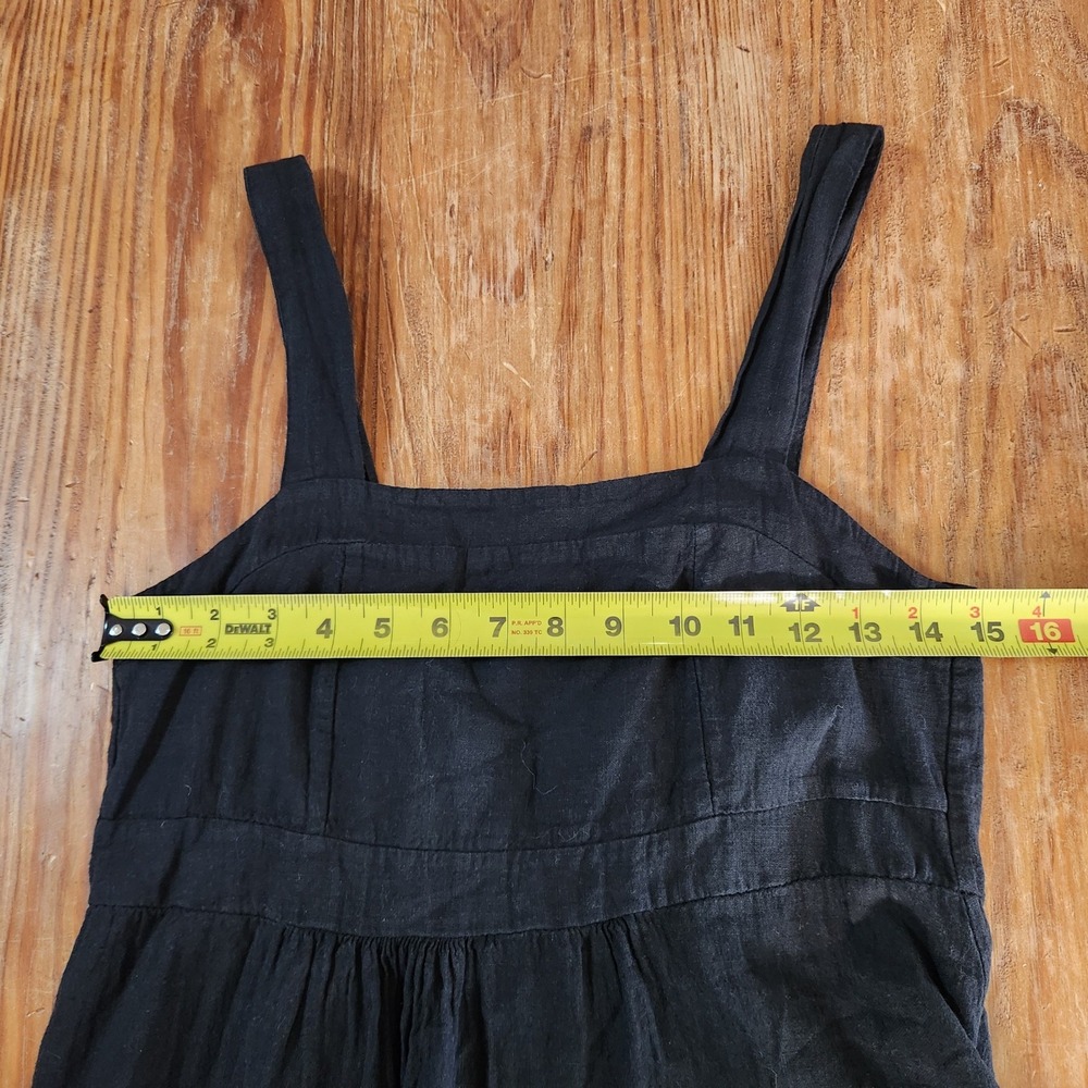 Francesca Bettini Black M Linen Cotton Tie Back Strappy Midi Dress Pockets Italy - Picture 6 of 12